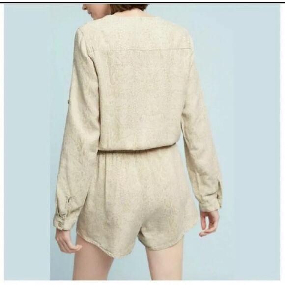 Cloth & Stone for Anthropologie Dahl Snakeskin Patterned Wrap Romper Boho Medium - Picture 3 of 9